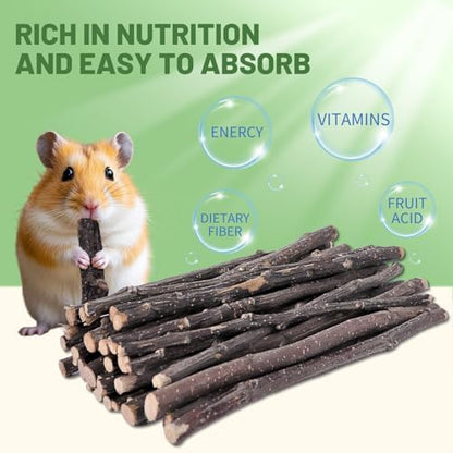 Apple Wood Chew Sticks 120g, Natural Untreated Small Pet Chew Toys, Molar Sticks for Rabbits, Hamsters, Guinea Pigs, Chinchillas