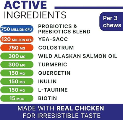 Allergy Relief Dog Chews - Itchy Skin Relief with Omega 3 + Probiotics