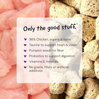 Stella & Chewy's Freeze-Dried Raw Cat Dinner Morsels - Premium Chicken Recipe with 98% Cage-Free Meat & Organs - Natural Grain-Free Cat-& Kitten Food - Made in USA - 18 oz,(Pack of 2)