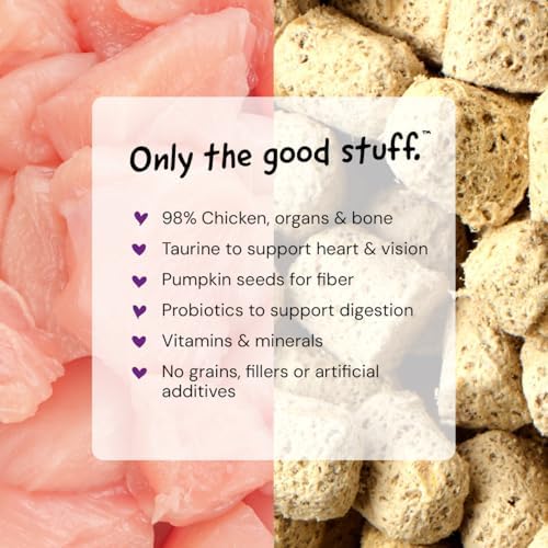 Stella & Chewy's Freeze-Dried Raw Cat Dinner Morsels - Premium Chicken Recipe with 98% Cage-Free Meat & Organs - Natural Grain-Free Cat & Kitten Food - Made in USA - 18 oz