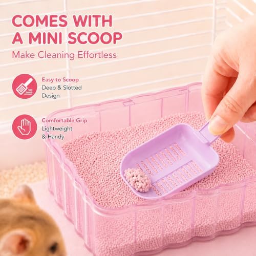 Hamster Sand Bath Container, Small Animal Dust Bath House with Scoop, White