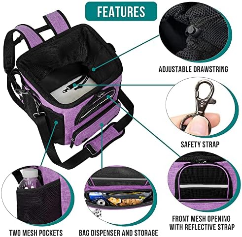 PetAmi Dog Bike Basket, Soft-Sided Ventilated Pet Carrier Backpack, Purple
