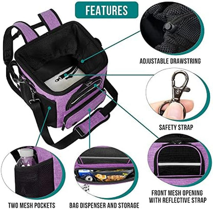 PetAmi Dog Bike Basket, Soft-Sided Ventilated Pet Carrier Backpack, Purple