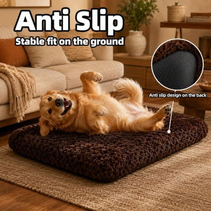 Dog Bed Large Size, Plush Washable Pet Bed Mat, Dog Crate Bed 35"x23"