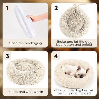 Hoewina Dog & Cat Bed, 20in Cat Beds for Indoor Cats (Light Brown)