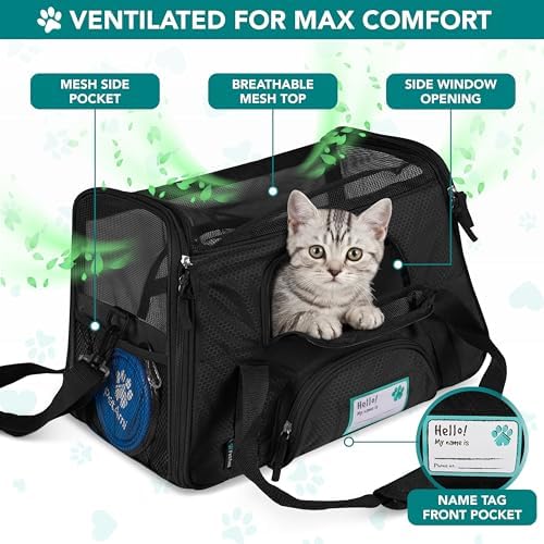 PetAmi Airline Approved Pet Carrier for Cats & Small Dogs, Small, Black