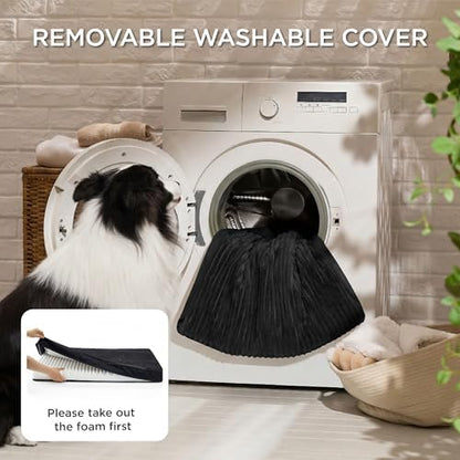 Bedsure ComfyFleece Large Dog Bed for Crate with Washable Cover, 35x22