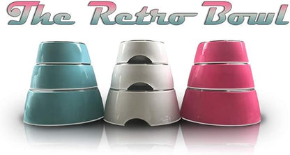 Loving Pets - Retro Bowl Dog Food Water Bowl No Tip Stainless Steel Elevated Pet Bowl No Skid Spill Proof (Medium, Pink)