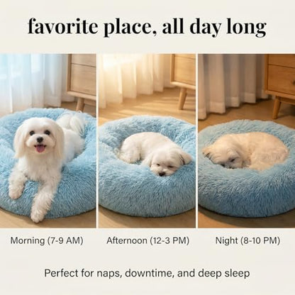 nononfish Soft Round Dog Bed for Small Dogs,Calming Plush Pet Bed