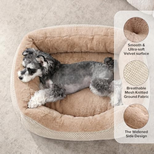 INVENHO Small Dog Bed Washable Orthopedic Calming Warming Durable Pet Bed with Anti-Slip Bottom