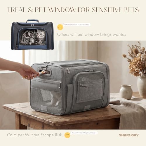 Top-Side Expandable Pet Carrier, Treat Window,18x13x9.5 Airline Approved