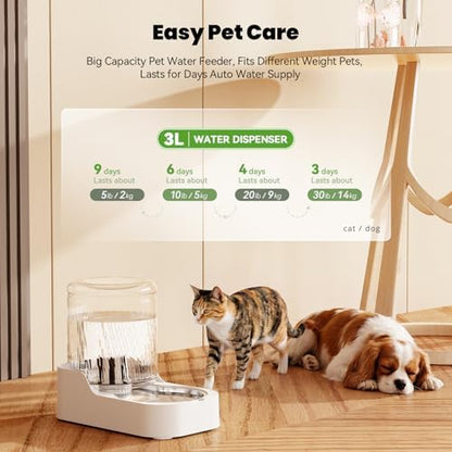JUNSPOW Automatic Cat Water Dispenser with Stainless Steel Bowl