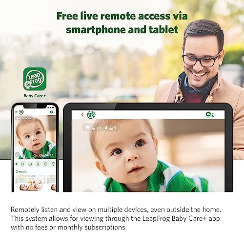 LeapFrog Scout LF2911 Baby Monitor Camera, WiFi Remote Access, 1080p HD 360 ° Pan & Tilt Smart Camera, 2-Way Audio Talk, Night Light, Night Vision, Soothing Sounds, Temp. & Humidity Sensor
