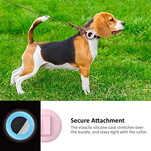 2022 AirTag Cat Collar Holder, Small AirTag Compatible, 2Pack Waterproof Case Cover for Pet Collar Within 3/8 inch (Luminous Pink&Luminous Blue)