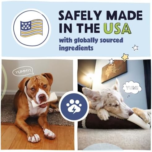 Pawstruck Large 5-6" Filled Dog Bones, Peanut Butter Flavor - Made in USA, Long Lasting Stuffed Femur for Aggressive Chewers, Dental Treat - Pack of 3, Packaging May Vary
