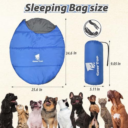 GEERTOP Dog Sleeping Bag Durable Packable Pet Sleeping Bed Comfortable Washable, Portable Pet Bed for Cats and Small Dogs - Dog Bed for Camping Hiking Cottage Beach