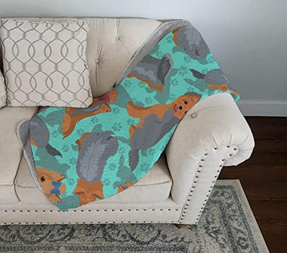 Caroline's Treasures MLM1061LQB Blue and Tan Yorkie Quilted Blanket 50x60 Artwork Pattern Quilted Throw Blanket for Bed, Couch, Sofa, Soft and Lightweight