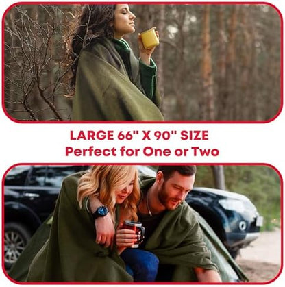 Olive Drab Green Warm Fire Retardant Blanket, 66" x 90" (80% Wool)-US Military Style