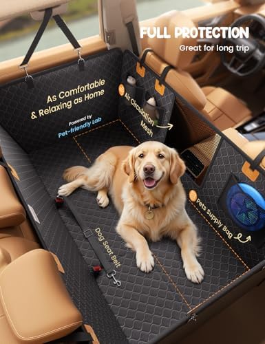 Lamicall Dog Car Seat Cover for Back Seat with Hard Bottom for Car & SUV L