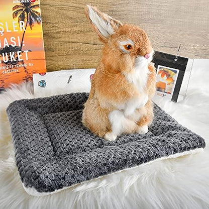 Small Animal Bed Mat, Soft & Warm, Suitable for Guinea Pig, Hamster, Rabbit, Rat and Bearded Dragon (X-Large(13.3''x9.4''), Mesh Black) (Pack of 2)