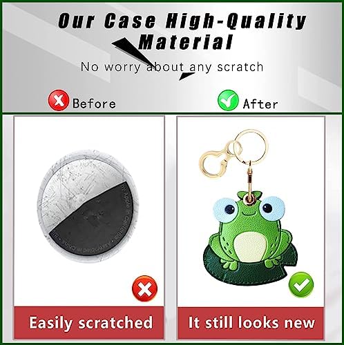 BORKUANA PU Leather Keychain Holder Protective Case Compatible with AirTag