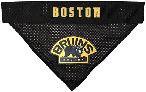 Pets First NHL Boston Bruins Reversible Bandana Size XX-Large for Dogs & Cats. 2 Sided Sports Bandana, Premium Embroidery Team Logo, Many NHL Teams Available