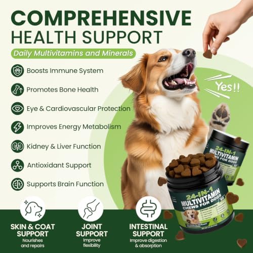 24-in-1 Dog Vitamins and Supplements 60 Ct Daily Multivitamin for Dogs