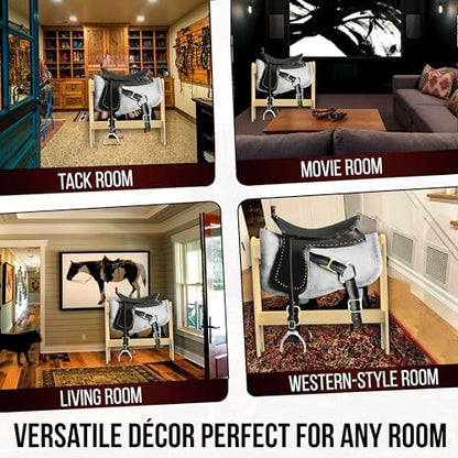 HOTCAN Pine Wood Saddle Rack | Ideal Saddle Stand for Horse Gear and Horse Tack Organizers | Suitable for Displaying Trophy Tack at Home | Compatible with English, Australian, Western Saddles(Natural)