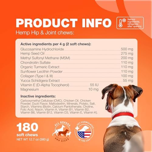 Hip & Joint Chews for Dogs – Glucosamine Joint Supplement for Mobility