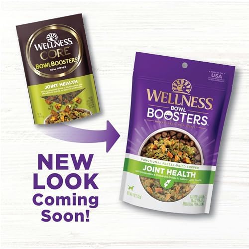 Wellness Bowl Boosters Joint Health Dog Food Topper with Freeze Dried Pieces for Small, Medium, and Large Breeds, Grain Free, Natural, Chicken Recipe, 4 oz Bag
