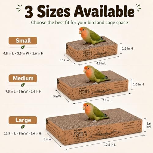 Agape Shreddable Bird Cardboard Platform, Natural Parrot Chew Toy and Perch