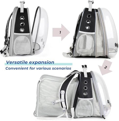 Lollimeow Expandable Cat Backpack Carrier for Large Cats & Small Dogs - Airline Approved Pet Bubble Backpack with Dual-Side Expansion, Perfect for Travel, Hiking & Outdoor Adventures, Up to 16lbs