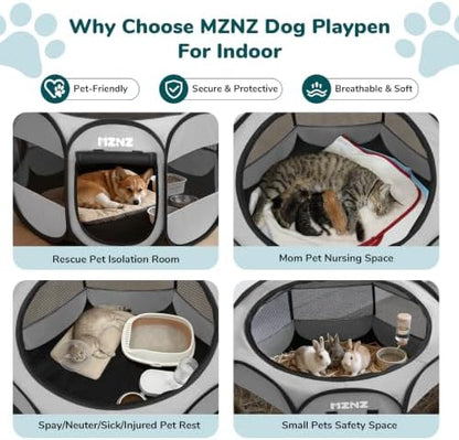 Dog Cat Small Animal Puppy Playpen Crate, Medium, Whole Grey