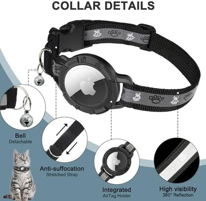 Reflective AirTag Cat Collar, Integrated Cat Collar with Air Tag Holder