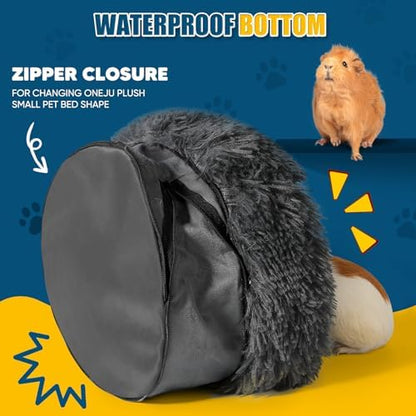 Plush Guinea Pig Bed - Plush Guinea Pig Hideout, Removable Cushioned Pillow, Super Cozy, Ideal Burrowing Bed for Small Pets, Dark Gray