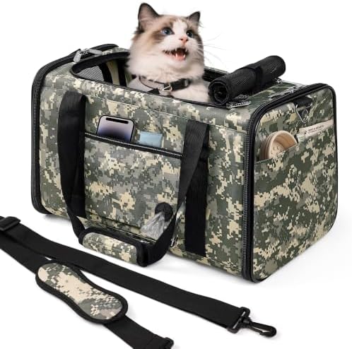 YUDODO 25lbs Cat Carrier Lightproof Soft Sided Pet Carrier for Large Cat