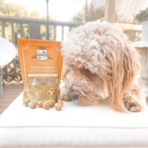 Lord Jameson Golden Health Soft & Chewy Organic Dog Treats - Anti-Inflammatory Tumeric & Flax Seed - No-Bake Recipe - Gluten-Free, Preservative-Free, USDA Certified Organic - Made In USA 6 oz