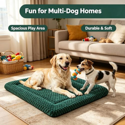 Dog Bed Mat - Dog Crate Pad - Reversible Mat for Pet Comfort - Soft Bed Crate Pads for All Seasons - Durable, Machine Washable Mat for Crates, Travel, and Home (Dark Green, 35" L*23" W*1.5" Th)