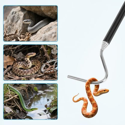 AQUANEAT Reptile Snake Hook, 40inch Extendable Stainless Steel Snake Stick with Non-Slip Handle