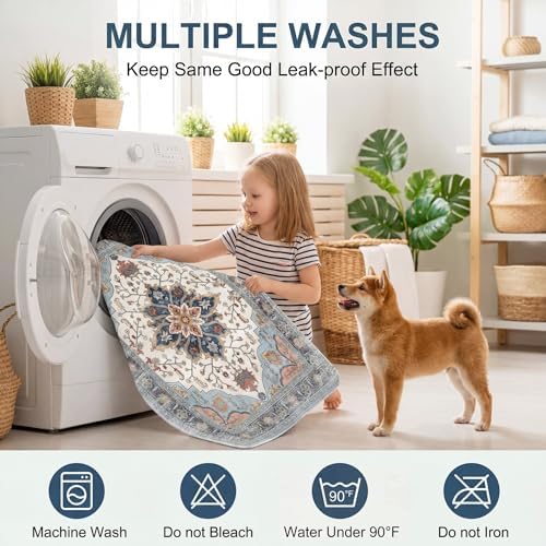 4PACK Washable Guinea Pig Pee Pads,Absorbent Reusable Guinea Pig Cage Liners,Waterproof,Leak-Proof & Non-Slip Potty Pads for Small Animals Rabbit Hamster Rat.(Blue Floral,24"x48")