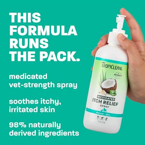 TropiClean Medicated Itch Relief Spray for Dogs, Instant Relief, 12oz