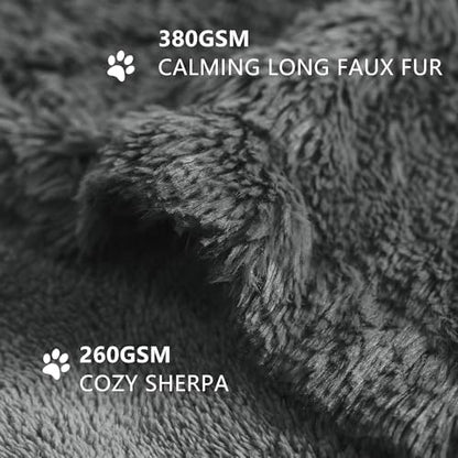 gogobunny Waterproof Dog Blanket for Couch & Furniture Protection - Super Soft Reversible Throw for Large Dogs & Cats, Calming Washable Fur & Sherpa Pet Blanket (25x35 Inch, Grey)