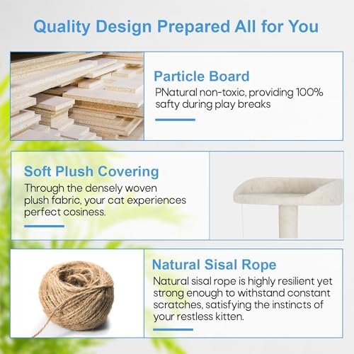 FDW | 81" Cat Tree Tower | Beige | Multi-Level Indoor Activity Center