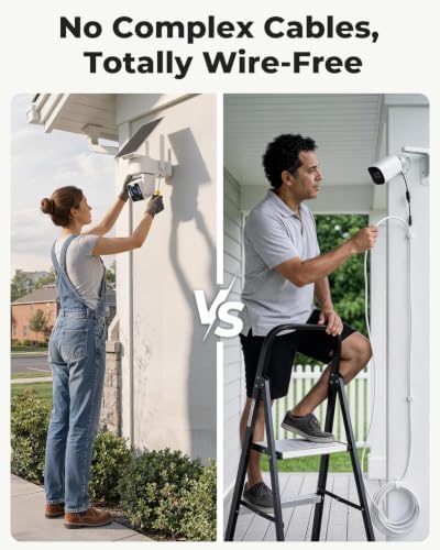 4MP Outdoor Security Cameras Solar Powered 360°PTZ, No Subscription, Local Storage, Color Night Vision, 5G & 2.4G WiFi Wireless Camera System for Home Exterior, IP66