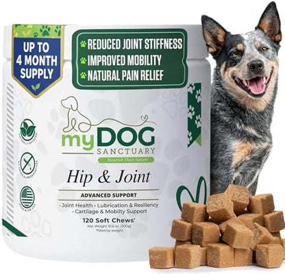 Hip & Joint Supplement for Dogs – 120 Soft Chews, Bacon Flavor | Glucosamine, Chondroitin & MSM for Mobility, Flexibility & Cartilage Support | for All Breeds