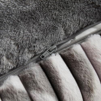 Modern Threads Ribbed Plush Two-Tone Cuddler Dog Bed, Ultra-Soft Faux Rabbit Fur, Supportive Bolstered Sides, Removable Washable Cover, Bed for Small to Medium Dogs, Silver, (24" L x 20" W x 8" Th)