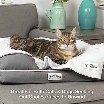 PetFusion Premium Cat and Dog Cooling Blanket. Lightweight Pet Blanket | Machine Washable | Multiple Sizes: for Pets Small to Extra-Large | Multiple Colors: Grey and Brown