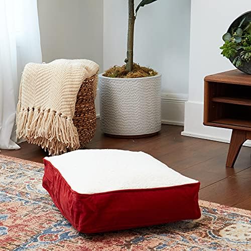 South Pine Porch Buddy Reversible Rectangle Pillow Style Microfiber and Sherpa Dog Bed with Removable, Machine-Washable Cover, Crimson Sherpa, Extra Small (24 in. x 18 in.)