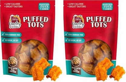 Country Kitchen Rawhide Free Puffed Tots, Made with Real Chicken, 7oz (Pack of 2)