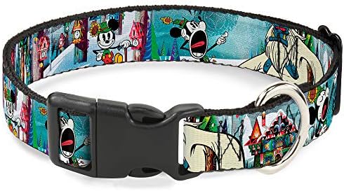 Buckle-Down Plastic Clip Collar - Mickey & Minnie Yodelberg Scenes - 1.5" Wide - Fits 18-32" Neck - Large